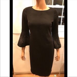 Black Calvin Klein Bell Sleeve Shift Dress